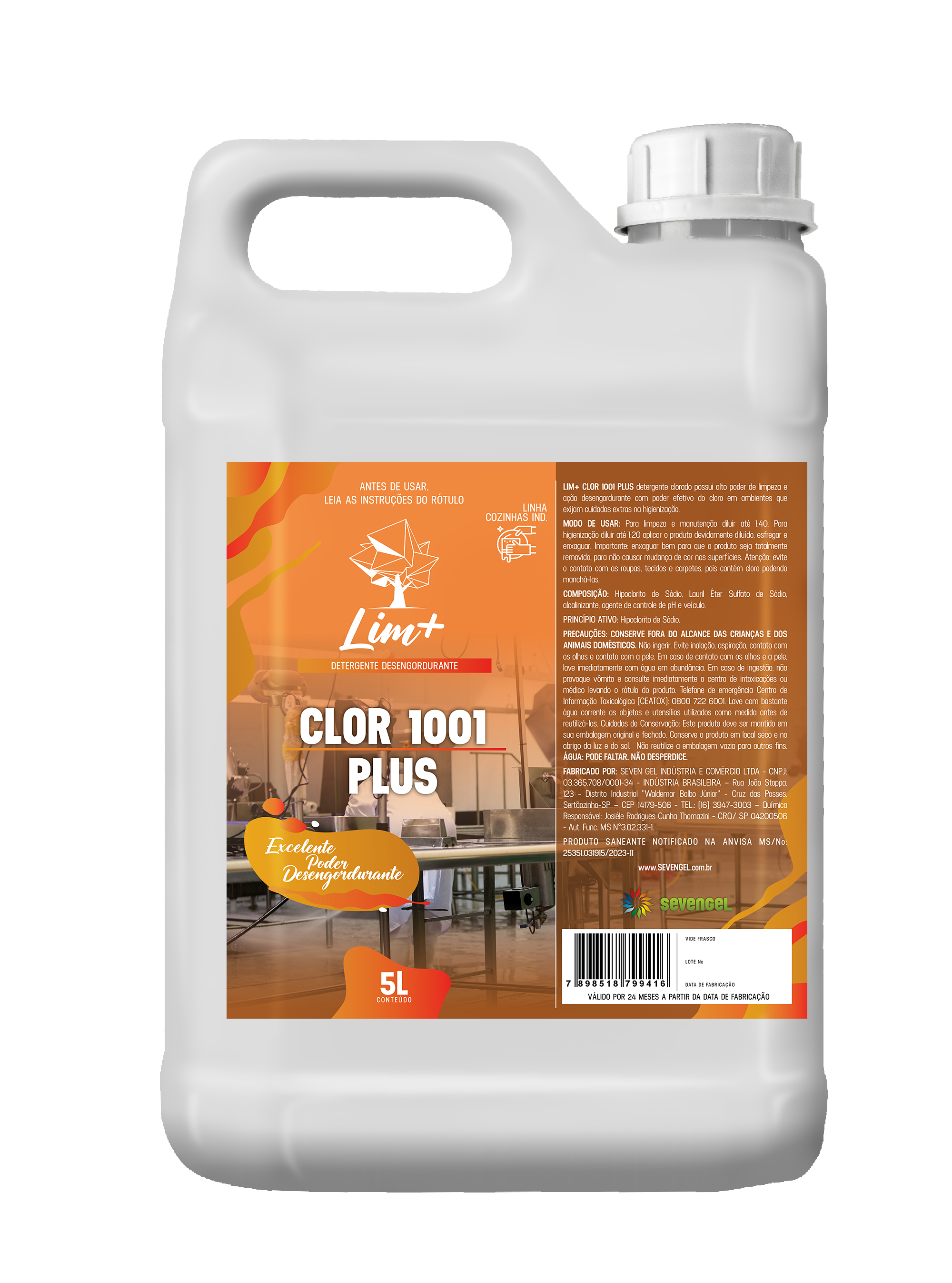 Detergente Clorado CLOR 1001 PLUS 5L – Sevengel